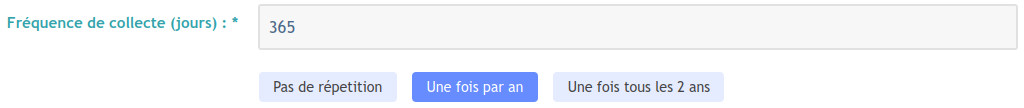 saisie de la fréquence de collecte